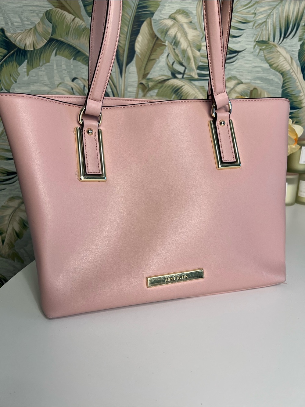 Anne Klein Blush Pink Tote with Gold Accents